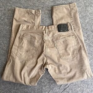 Levis 514 Jeans 32x30 Mens Khaki Tan Straight Leg White Tab 100%‎ Cotton